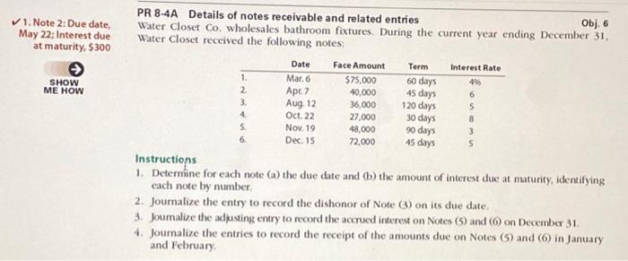 Solved 1, Note 2: Due date, May 22; Interest due at | Chegg.com