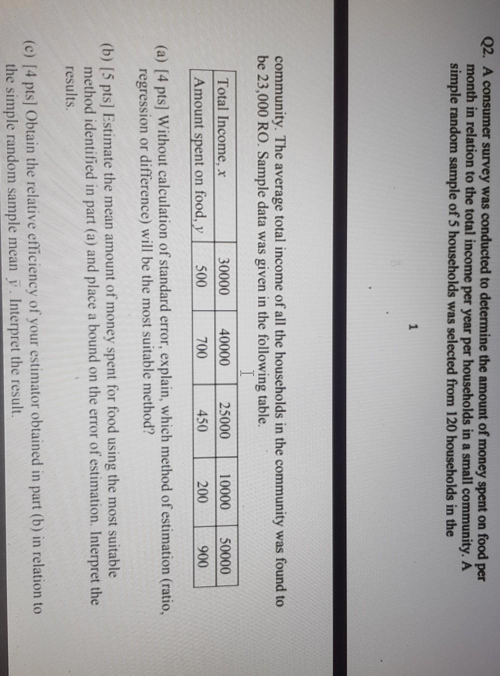 Solved Q2. A consumer survey was conducted to determine the | Chegg.com