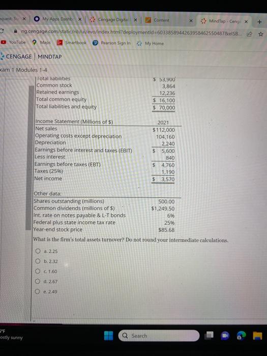 Solved The balance sheet and income statement shown below | Chegg.com