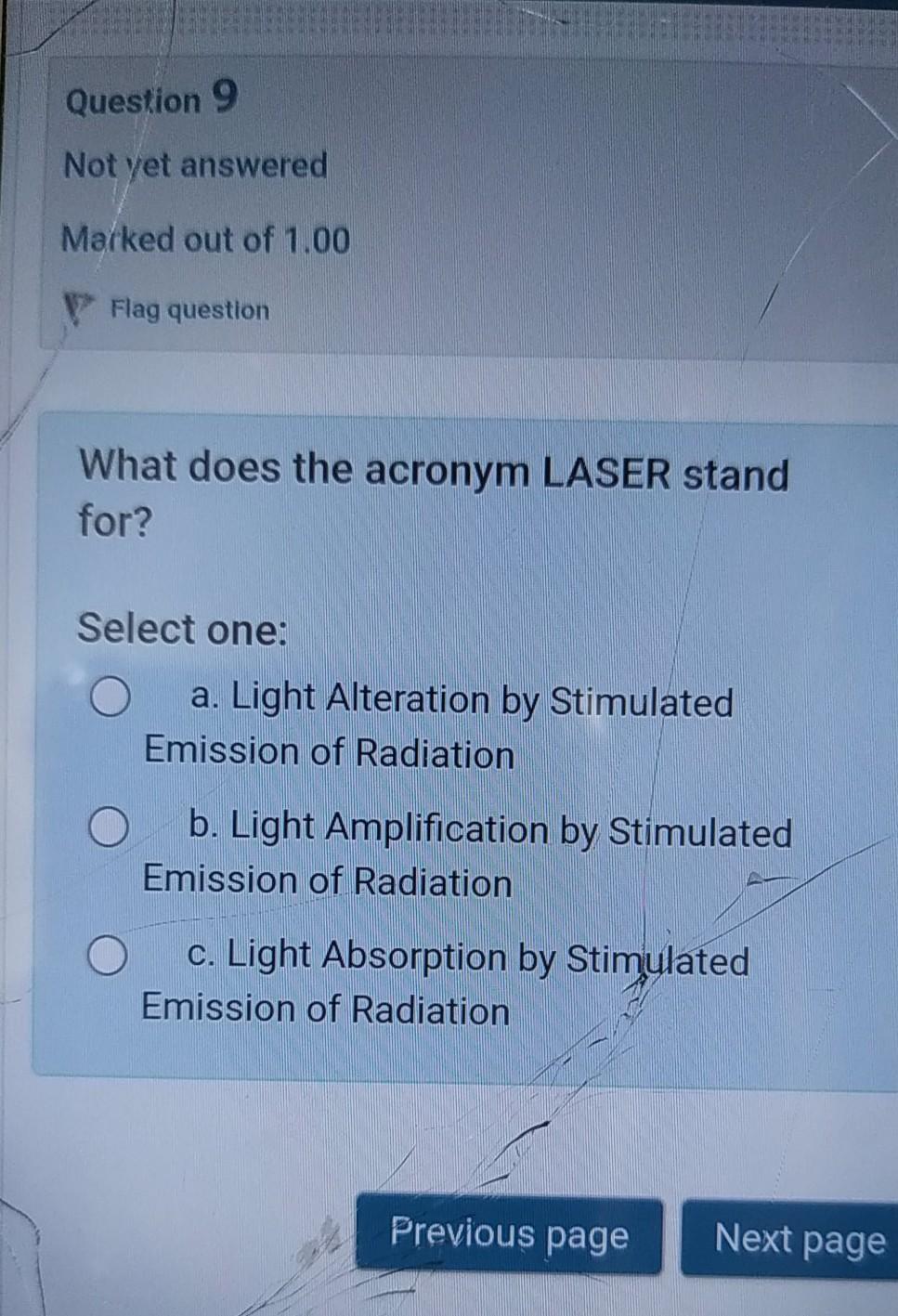 Solved Question 9 Not yet answered Marked out of 1.00 Flag