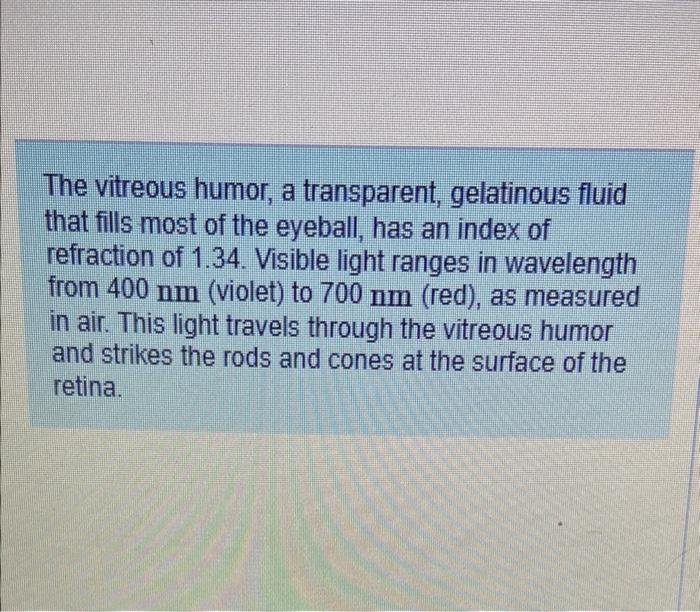 Solved The vitreous humor, a transparent, gelatinous fluid