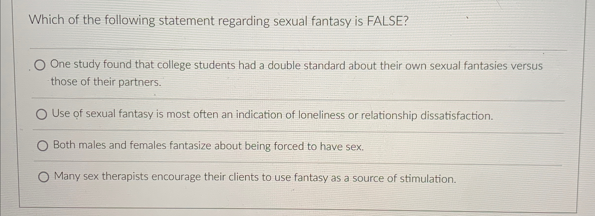 Solved Which of the following statement regarding sexual | Chegg.com