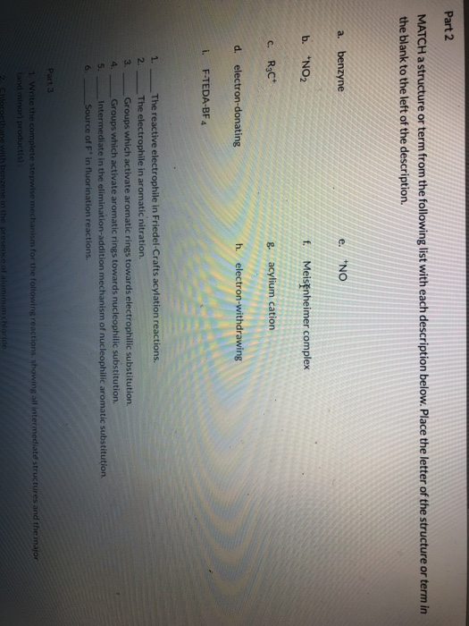 Solved Part 2 MATCH a structure or term from the following | Chegg.com