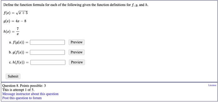 Solved Define the function formula for each of the following | Chegg.com