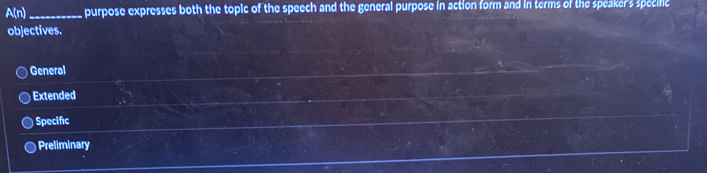 Solved A(n)purpose expresses both the topic of the specch