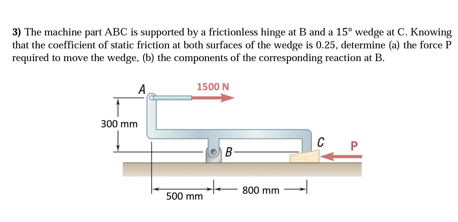 Solved 3) The machine part ABC is supported by a | Chegg.com