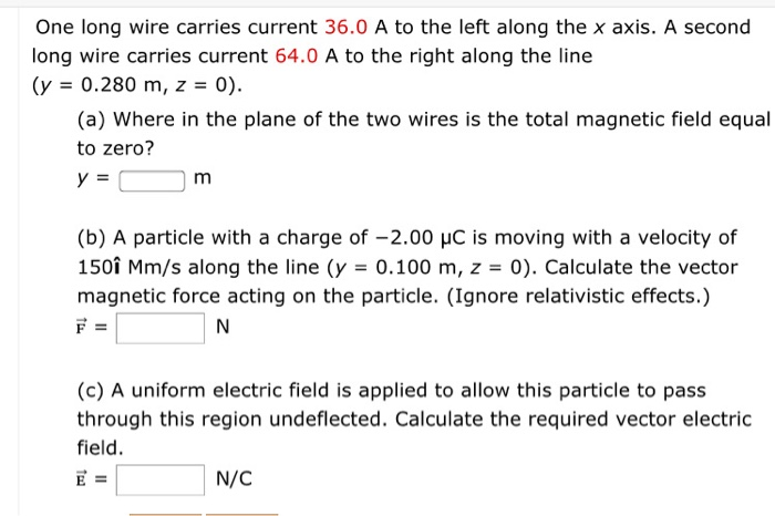 Solved One long wire carries current 36.0 A to the left | Chegg.com
