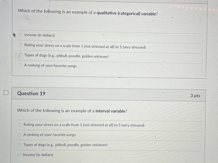 Solved Which of the following is an example of a qualitative | Chegg.com
