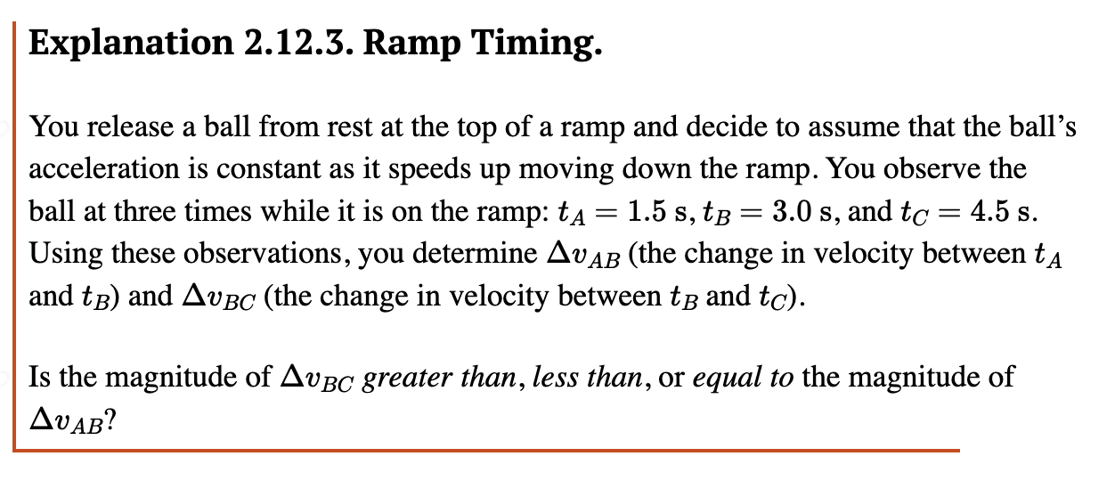 Timing Ramp Solved Explanation 2.12.3. Ramp Timing.You release a ball | Chegg.com