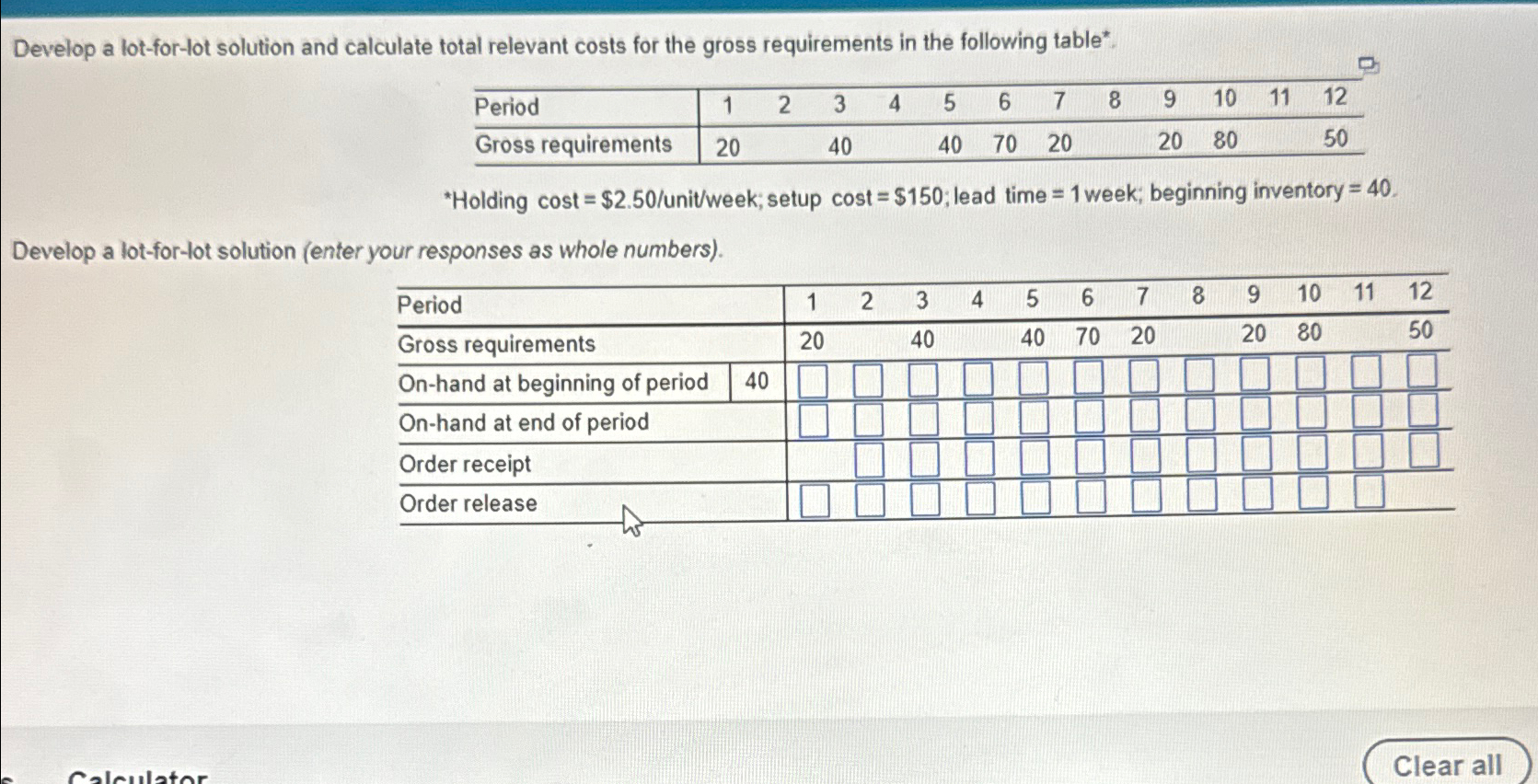 Solved Develop a lotforlot solution and calculate total