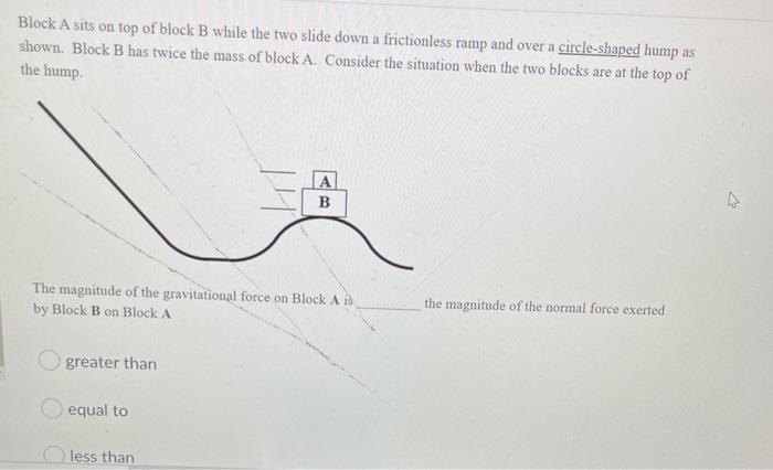 Solved Block A Sits On Top Of Block B While The Two Slide | Chegg.com