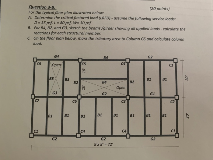 Solved Question 3-B: (20 points) For the typical floor plan | Chegg.com