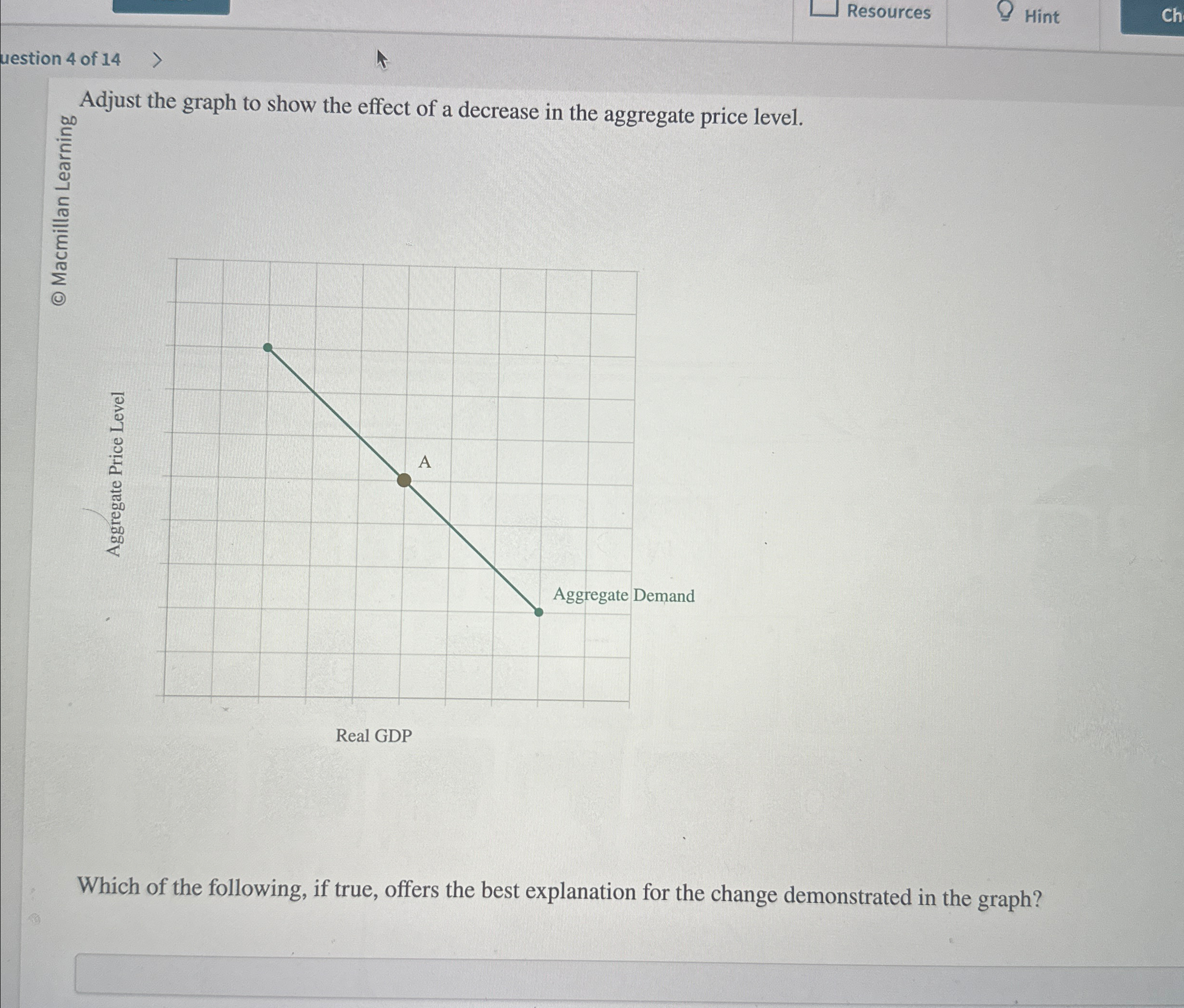 Solved ResourcesHintuestion 4 ﻿of 14Adjust the graph to show | Chegg.com