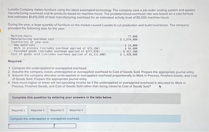 Solved Assume The Company Allocates Underspplied Or | Chegg.com