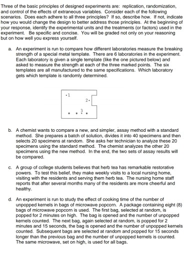 the three basic principles of statistical design of experiments are