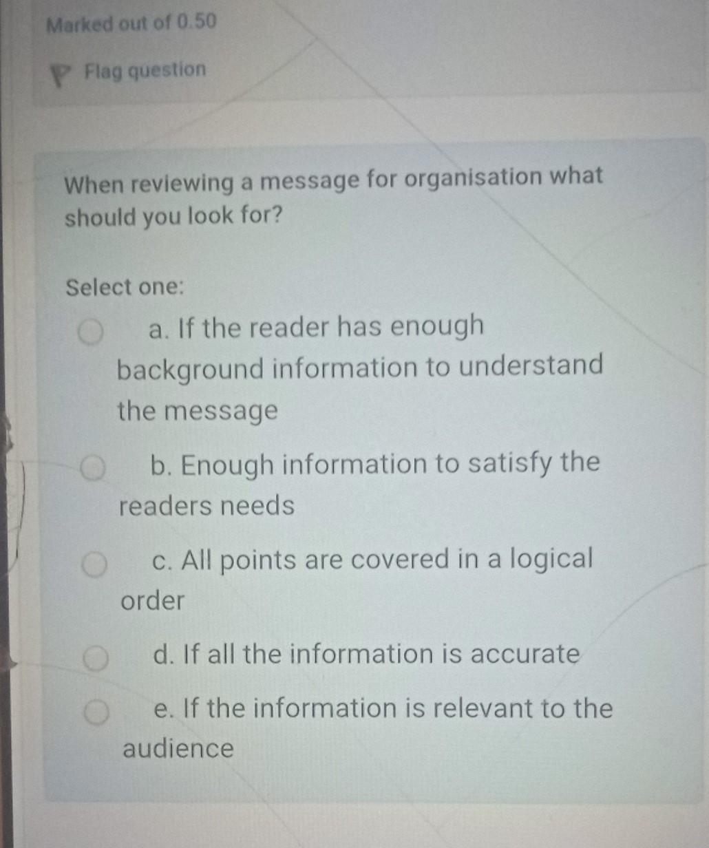Solved Marked out of 0.50 P Flag question When reviewing a | Chegg.com