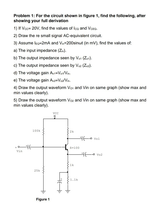 Solved Problem 1: For the circuit shown in figure 1, find | Chegg.com