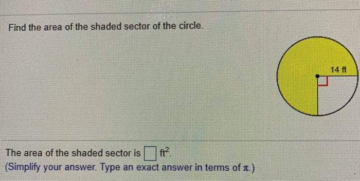 find the area of each shaded sector of a circle