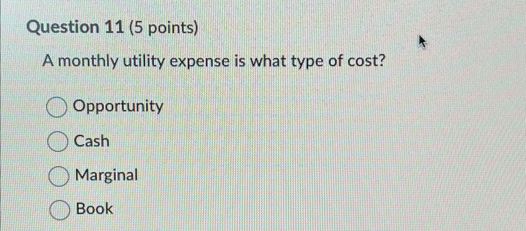 Solved Question 11 (5 ﻿points)A monthly utility expense is | Chegg.com