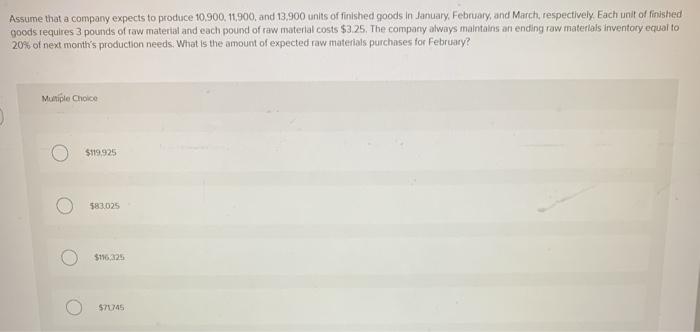 Solved Assume that a company expects to produce 10,900, | Chegg.com
