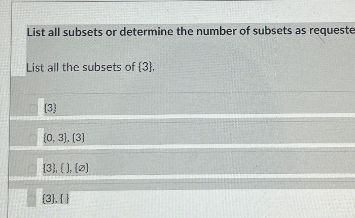 Solved List All Subsets Or Determine The Number Of Subsets 2020