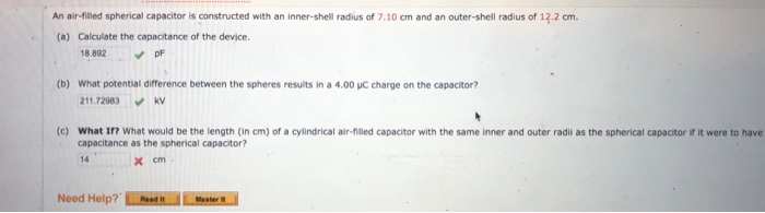 Solved An air-filled spherical capacitor is constructed with | Chegg.com