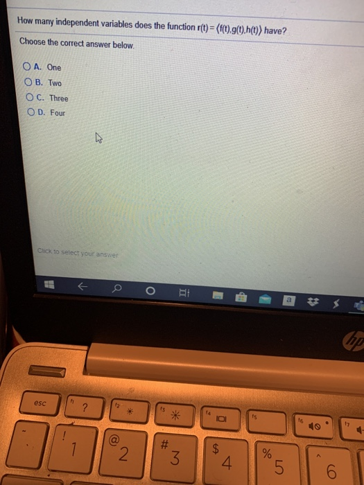 Solved How many independent variables does the function r(t) | Chegg.com