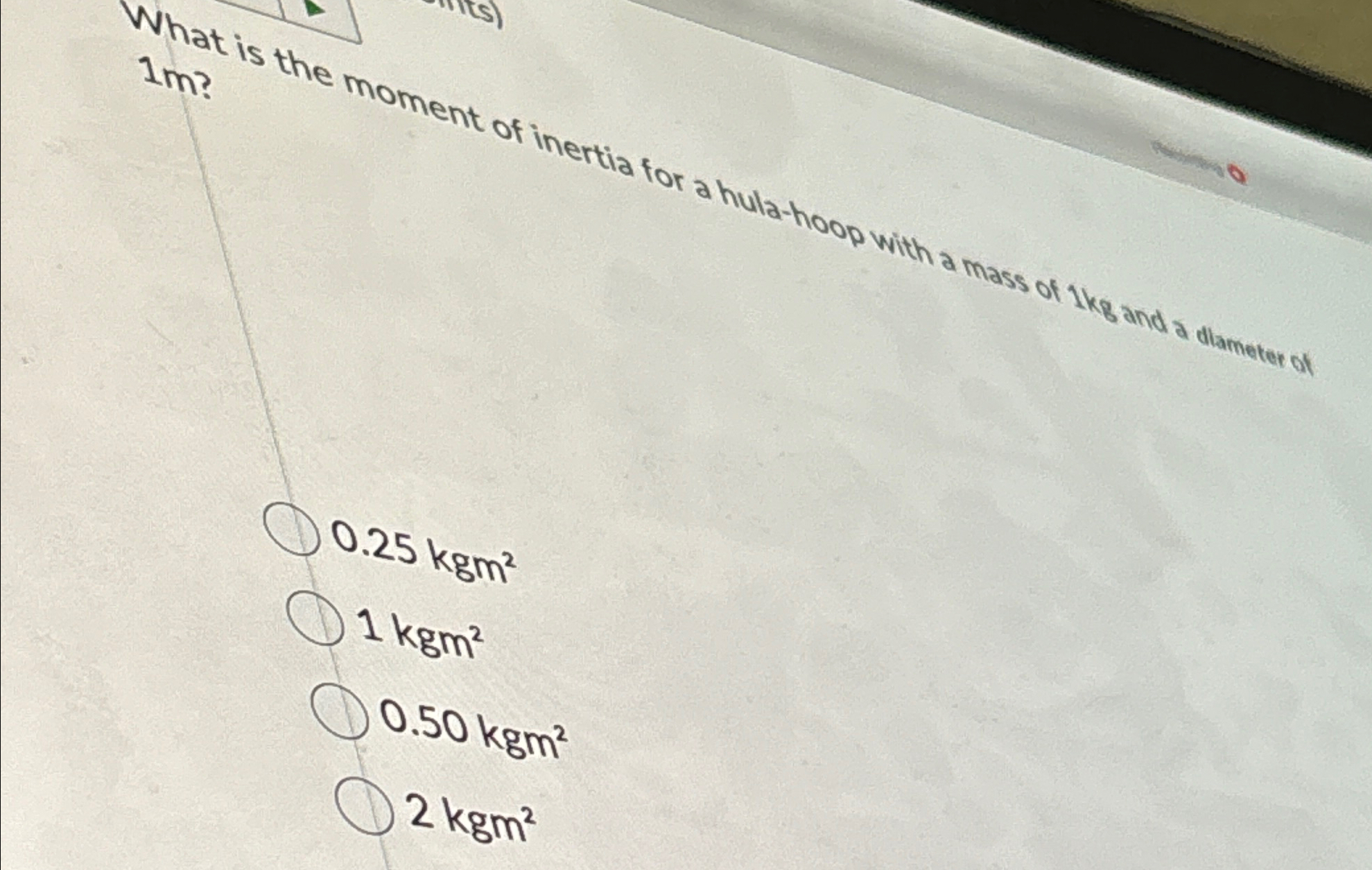 Solved What is the moment of inertia for a hula-hoop with a | Chegg.com