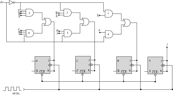 Solved: Draw a synchronous, MOD-16, up/down counter. The ...