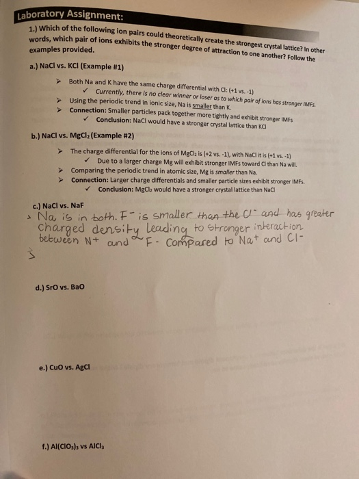 Solved Laboratory Assignment: 1.) Which of the foll Which of | Chegg.com