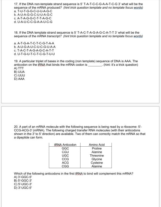 Solved 11. Given the sequence of one strand of a DNA helix | Chegg.com