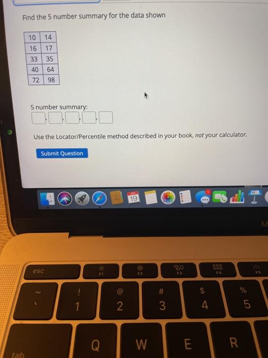 Solved Find The 5 Number Summary For The Data Shown 10 14 16 Chegg