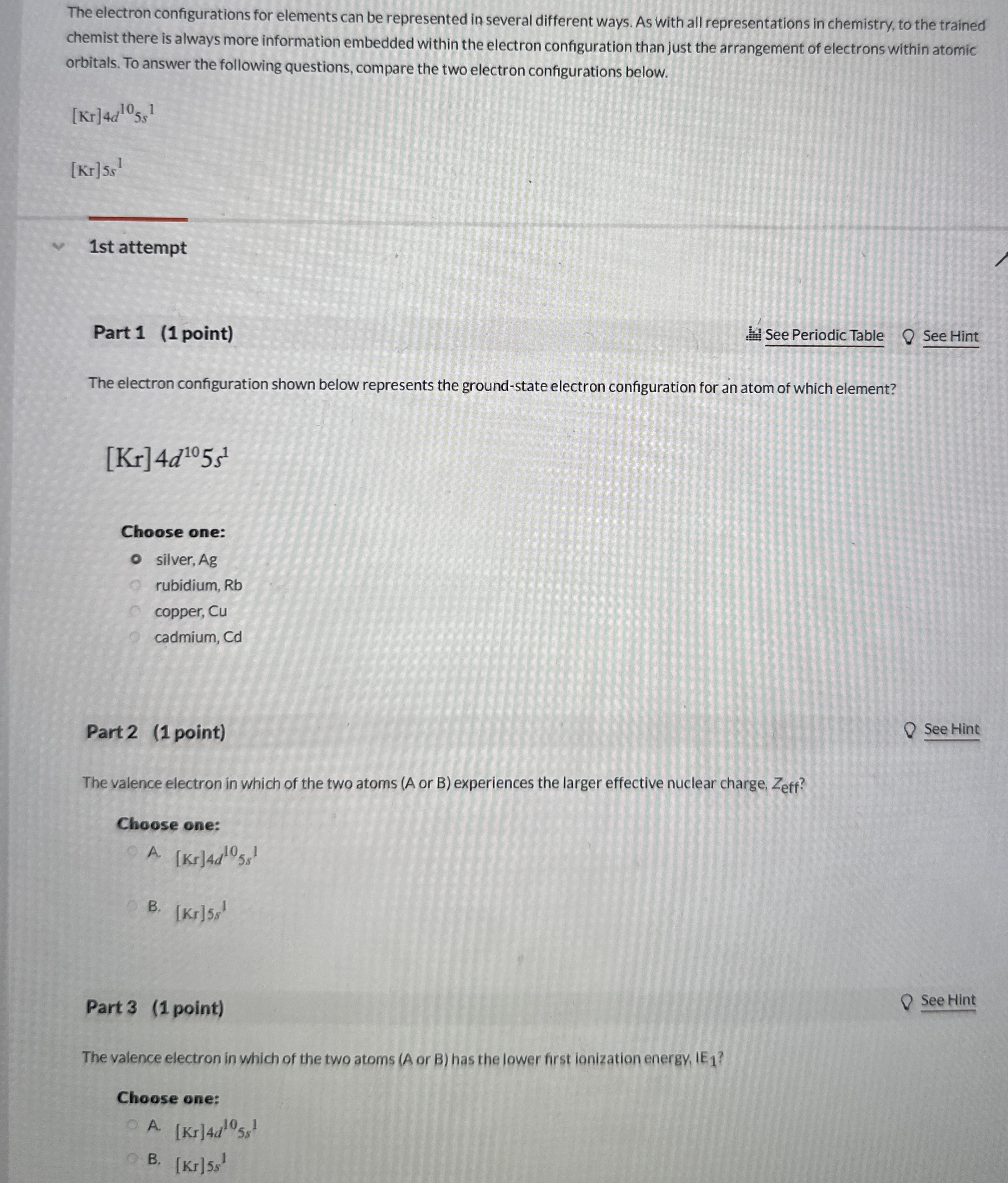 Solved The electron configurations for elements can be | Chegg.com