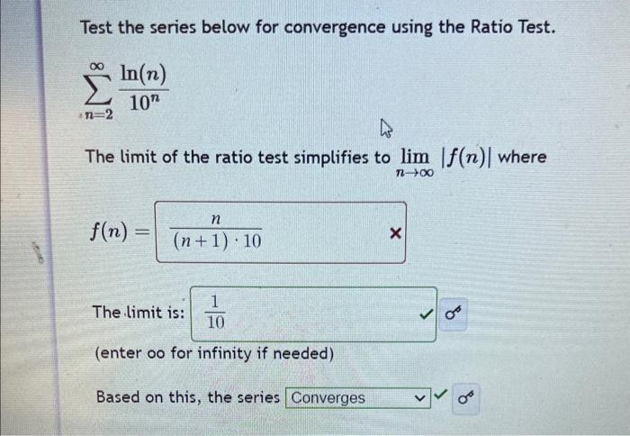 Solved Test the series below for convergence using the Ratio | Chegg.com