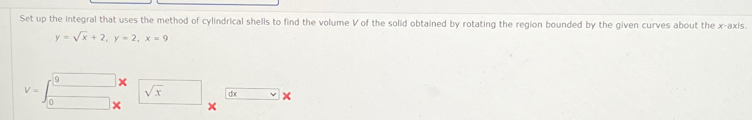 Solved Set up the integral that uses the method of | Chegg.com