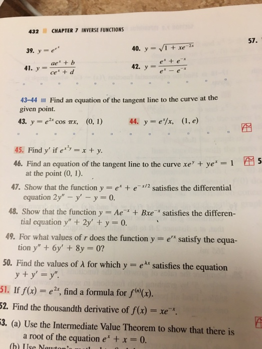 Solved 432 Chapter 7 Inverse Functions 39 Y Et 40 Y Chegg Com