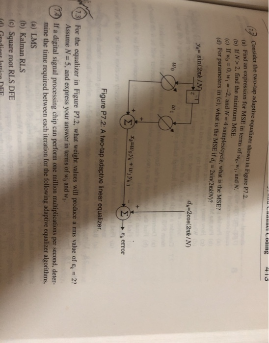 M Nannei Coding Consider The Two Tap Adaptive Equa Chegg Com