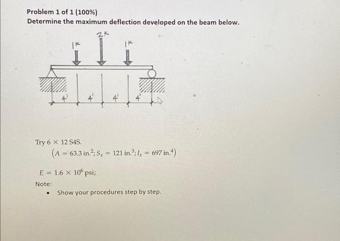 Solved Problem 1 of 1 (100%) Determine the maximum | Chegg.com