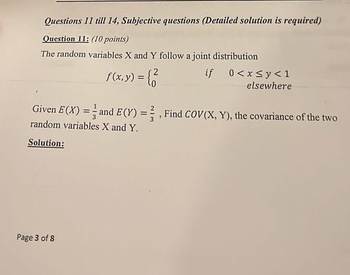 Solved Questions 11 Till 14, Subjective Questions (Detailed | Chegg.com