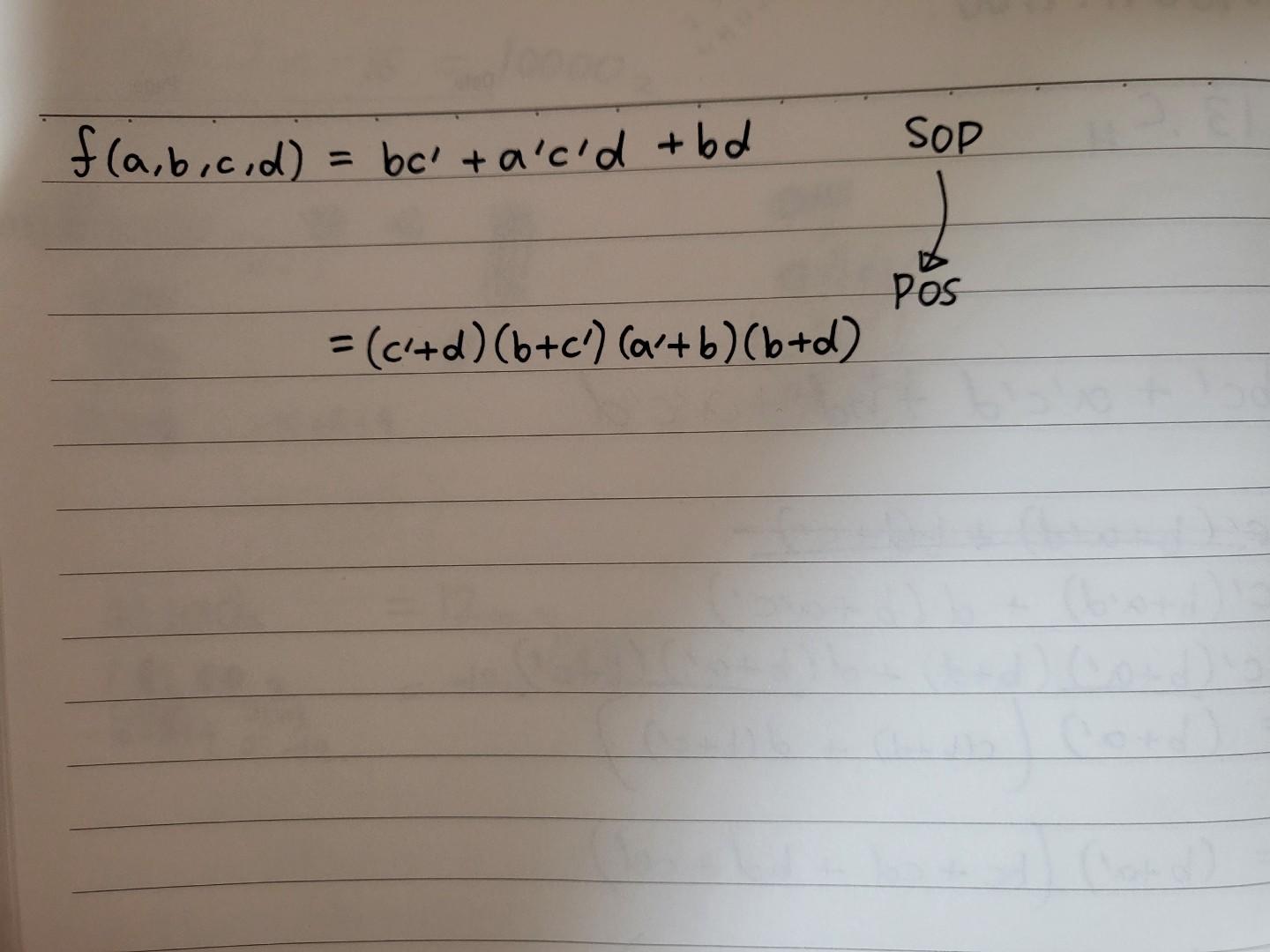 Solved F(a,b,c,d)=bc′+a′c′d+bd | Chegg.com