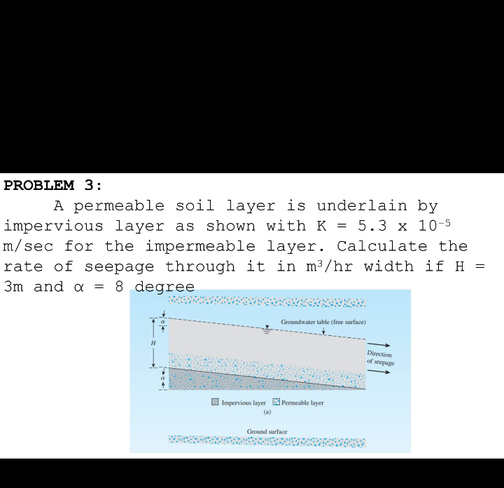 Solved = PROBLEM 3 A permeable soil layer is underlain by