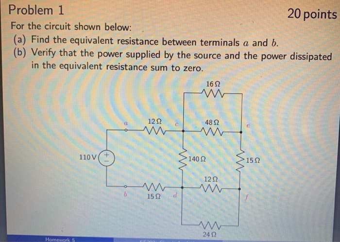 Solved Problem 1 20 points For the circuit shown below: (a) | Chegg.com