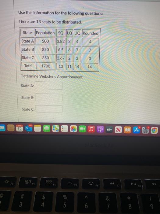 Solved Use this information for the following questions: | Chegg.com