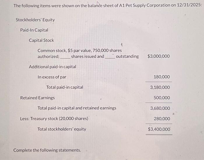 Solved The Following Items Were Shown On The Balance Sheet | Chegg.com