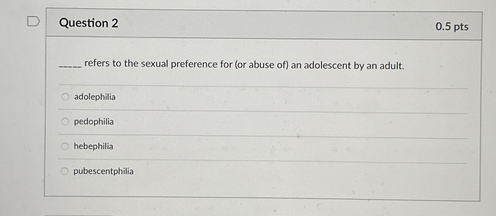 Hebephilia Frontiers | Acceptance of sexual attraction and its link to psychological  distress and sexual offending among pedohebephilic clients: results from a  preliminary analysis