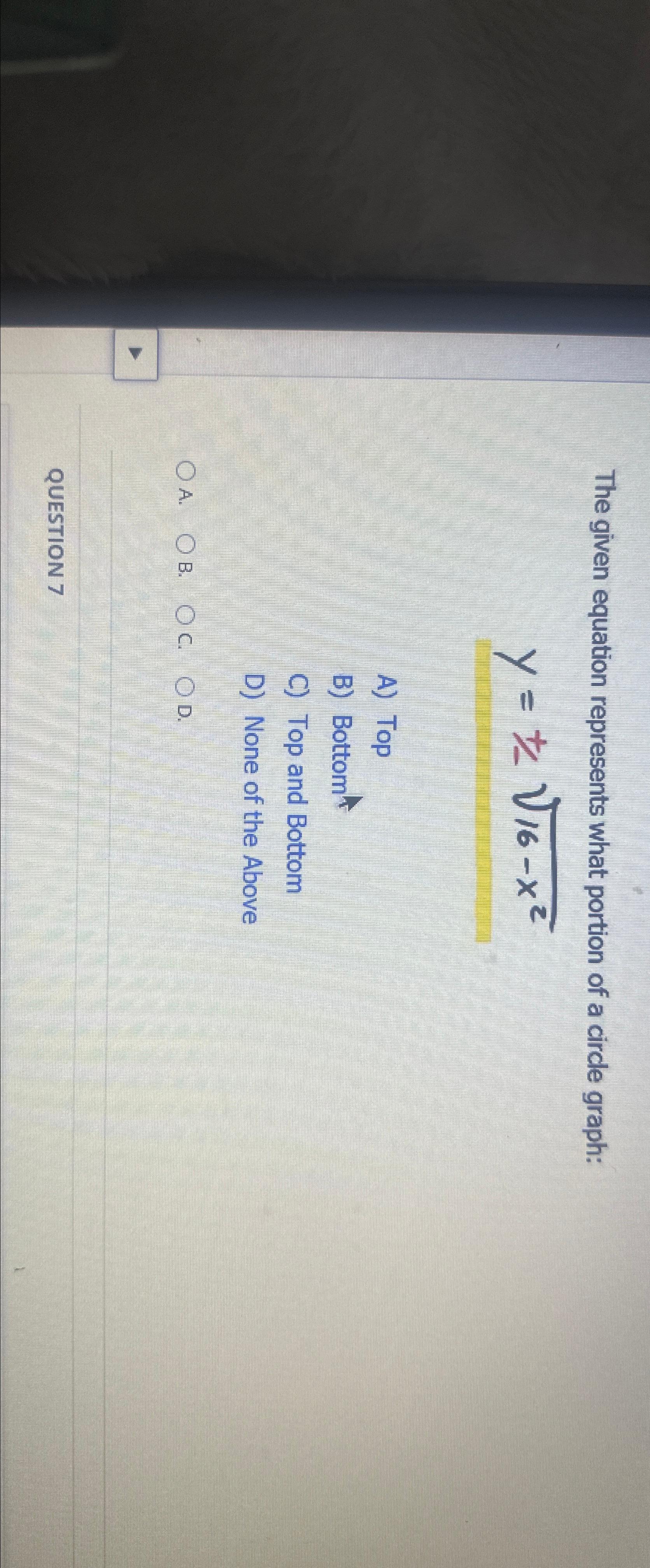 Solved The given equation represents what portion of a | Chegg.com