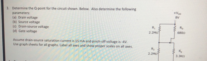 Solved 3. Determine the Q-point for the circuit shown. | Chegg.com