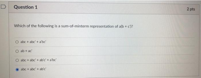 Solved D Question 1 2 pts Which of the following is a | Chegg.com