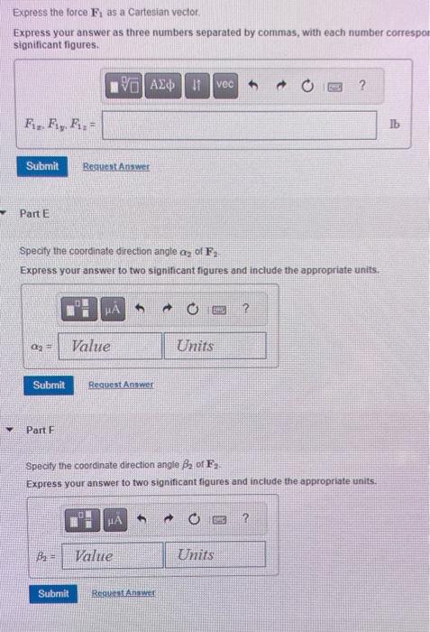 Solved Specify the coordinate direction angle α1 of F1. | Chegg.com