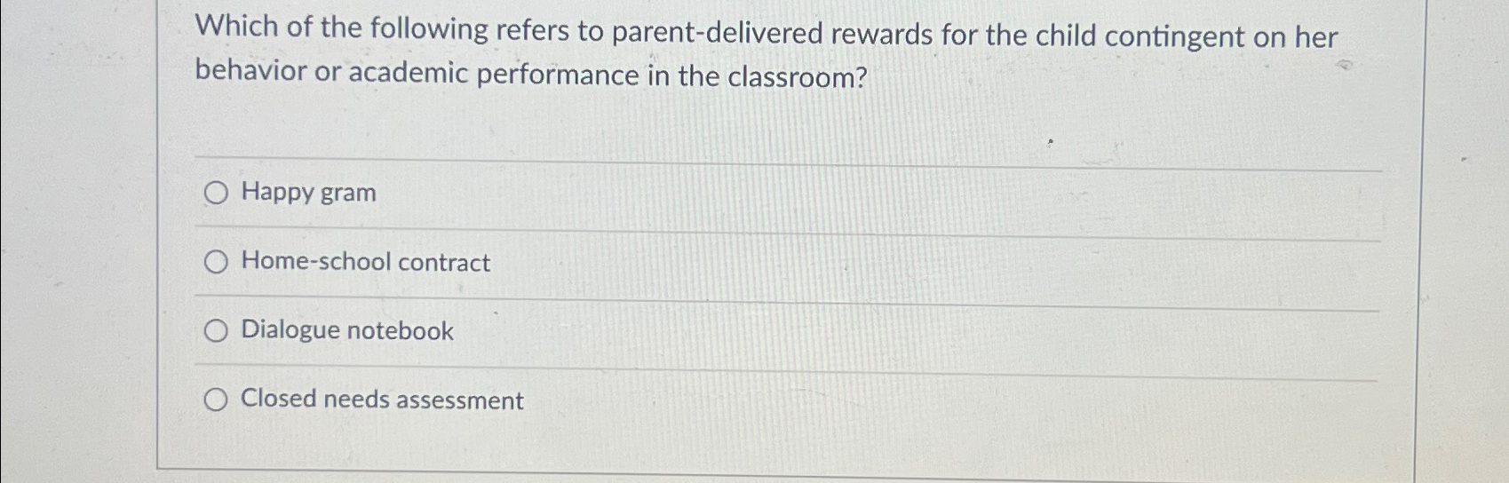 Solved Which of the following refers to parent-delivered | Chegg.com